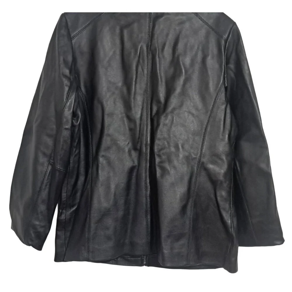 M. Julian Womens Genuine Leather Black Jacket With Zip Closure Lined With Polyes